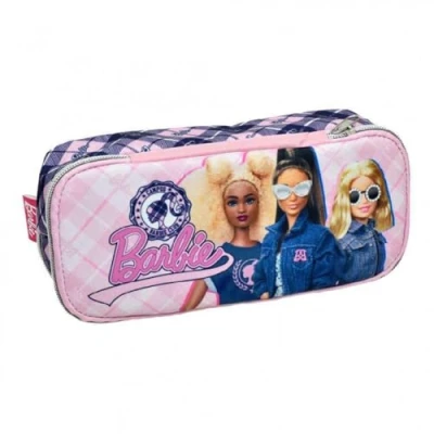Image of OM SUPPLIES Barbie Iconic TV Cartoon Characters Pencil Case with 2 compartments for Kids Childrens Character Back to School Gift (Barbie)