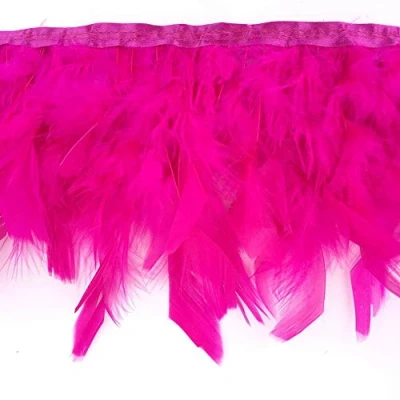 Image of Sowder Turkey Feathers Trim Fringe for Party Wedding Dress Sewing Crafts Costumes Decoration Pack of 2 Yards(Fuchsia)