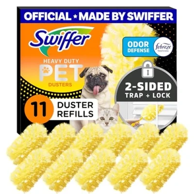 Image of Swiffer Dusters Heavy Duty Pet Multi Surface Duster Refills for Cleaning, With Febreze Odor Defense, 11 Count