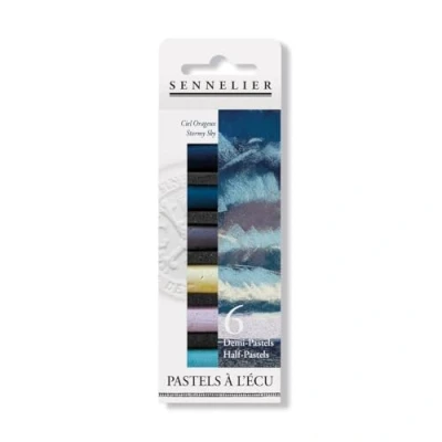 Image of Sennelier Assortment of 6 extra fine semi pastels with similar colours (thunderstorm)