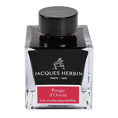 Image of Jacques Herbin Ref 13169JT Ink for Fountain Pens &amp; Rollerball Orange Soleil/Sun 50ml Bottle Prestige Collection Red Coloured