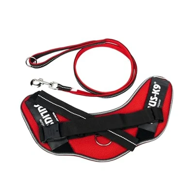 Image of IDC Powair Bundle Harness, Size: XL/2, Red + Leash, 1,2 m with Handle and Large Carabiner,