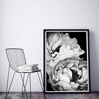 Image of N / A Canvas decorative Prints Black and White Peony Flower Posters On Painting Wall Art Print Pictures For Living Room Home Decor 24x32inch