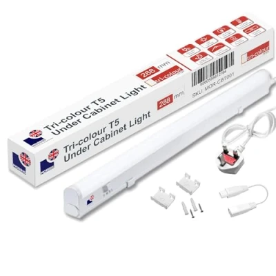Image of Morris LED Under Cabinet Light Linkable 3 Colours in 1 3000k/4000k/6500k Kitchen UK Plug Included 288mm, 550mm, 850mm,1150mm (288mm)