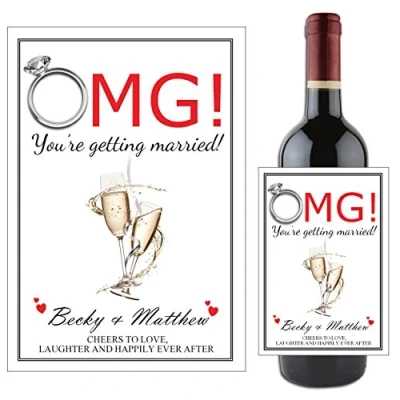Image of Personalised OMG You&#039;re Getting Married Wedding Congratulations Engagement Wine Champagne Bottle Label Gift Idea N67
