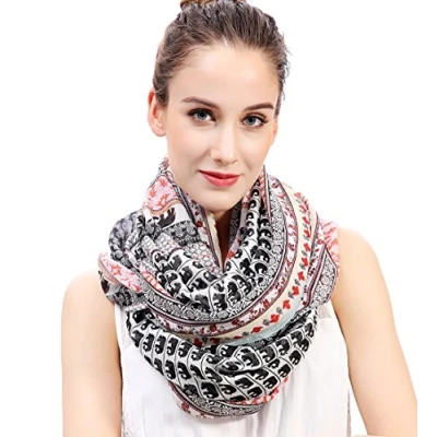 Image of Lina &amp; Lily Boho Elephant Print Lightweight Snood Scarf (Multi)