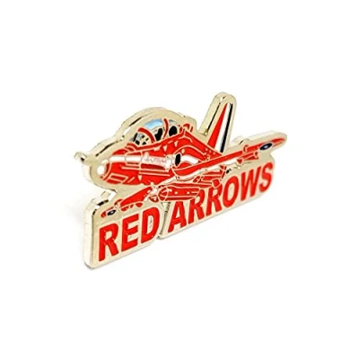 Image of Metal Enamel Pin Badge Brooch RAF Red Arrow Aeroplane (words) Airplane plane aircraft