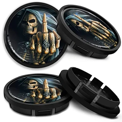 Image of SkinoEu Compatible with Wheel Center Caps VW Volkswagen Centre Hubcaps 5G0601171 66mm Skull CR 25