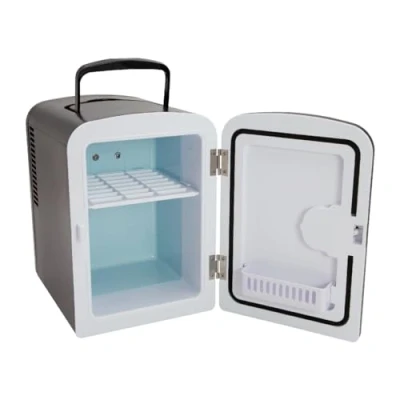 Image of Global Gizmos 33279 Black Mini Fridge/Table Top Fridge for Bedrooms/Portable Design with Carry Handle / 4 Litre Capacity/Ideal Snacks, Beauty, Skincare &amp; More