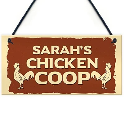 Image of RED OCEAN Personalised Chicken Coop Hanging Signs Novelty Pet Gifts Garden