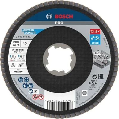 Image of Bosch Professional 1x Angled Flap Disc Best (for Metal, X LOCK, X571, Diameter 115 mm, Grit Size K40, Accessories for Angle Grinders)