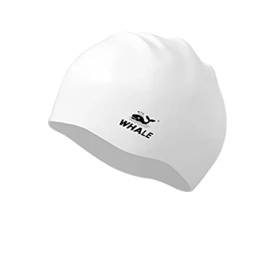 Image of WHALE Extra Large Swim Cap for Women Men, Durable Silicone Swimming Hat with Ear Protection, Unisex Adults Bath Caps Long Thick Curly Hair &amp; Dreadlocks Braids Weaves Afro Hair(White)