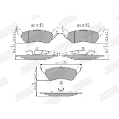 Image of 05019805AA, 05071948AA, 5019805AA, 5071948AA, K05071948AA Brake pad set JURID 572505J not prepared for wear indicator without accessories