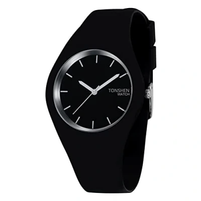 Image of TONSHEN Simple Fashion Analog Quartz Watch Rubber Band Casual Style Wrist Watches for Women Girl 12 Colours (Yellow)