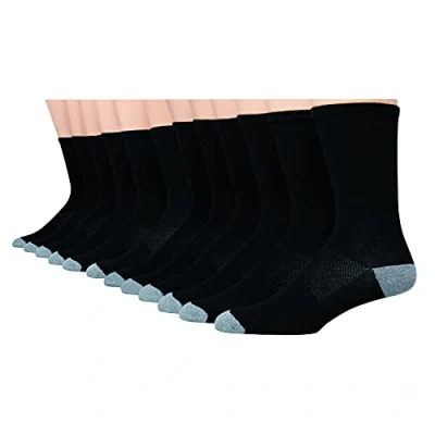 Image of Hanes Men&#039;s FreshIQ™ X Temp® Crew Socks, Pack of 12 (LTAC18), black, 6
