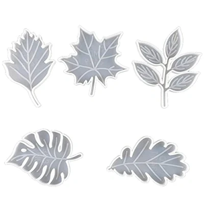 Image of Liummrcy Resin Coaster Moulds,Leaf Silicone Moulds for Coaster,leaf mould DIY Mirror Leaf Mold Making Cup Coasters 5PCS