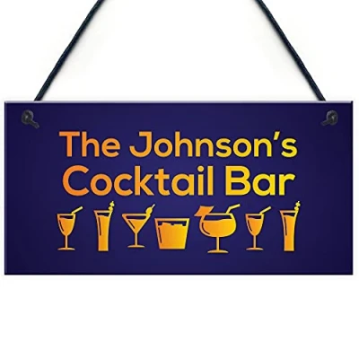 Image of RED OCEAN Neon Effect Cocktail Bar Personalised Home Man Cave Pub Hanging Sign