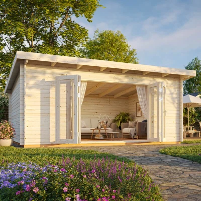Image of Palmako Lea 5.8m x 4.5m Log Cabin Garden Office (44mm)