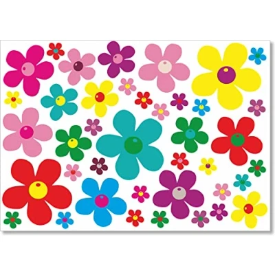 Image of beihaasnatuerlich® 40 Flower Stickers Plush Set Flowers for Kitchen, Bathroom, Car, Bike, Suitcase, Laptop, Mobile Phone, Wheelie Bin Stickers, Bobbycar, Scooter, Waterproof Outdoor