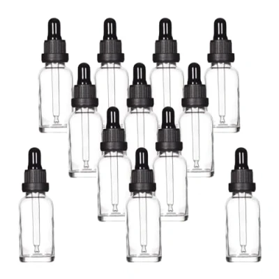 Image of YIZHAO Clear Glass Dropper Bottles 30ml, with Pipette Dropper, for Essential oil, Aromatherapy, Laboratory, Massage, Makeup, Mixing, Travel 12Pcs