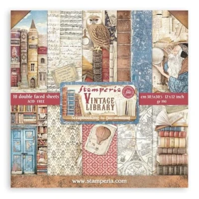 Image of Stamperia, Vintage Library 12 x Inch Paper Pack
