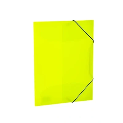 Image of HERMA 19655 Portfolio Folder A4 Translucent Neon Yellow, Children&#039;s Plastic Corner with Inner Flaps and Elastic Band, Sturdy Folder, for Boys Girls