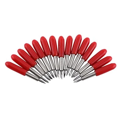 Image of Cutting Blade 15pcs 45 2mm Die &amp; Embossing Cut Machines Roland Cemented Carbide Lettering Replacement Knife for Plotter Vinyl Cutter with Red Cap