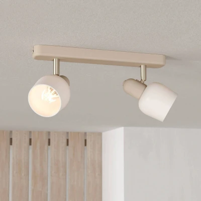 Image of Eglo Corato Sandy Steel/Glass Adjustable 2 Light Spotlight