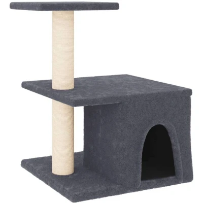 Image of vidaXL Cat Tree with Sisal Scratching Posts Dark Grey 48 cm