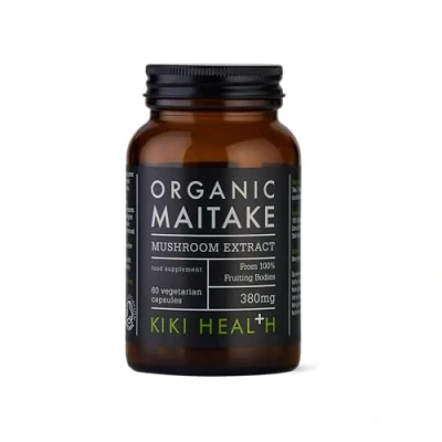 Image of KIKI Health Organic Maitake, Full Spectrum Mushroom Extract Standardised to 50% Polysaccharides Made from 100% Fruiting Bodies Natural 60 Veg Capsules
