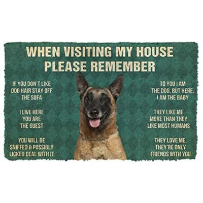 Image of Door Mat Indoor Entrance Please Remember Belgian Shepherds House Rules Custom Doormat Personalized Gifts Home Decor Housewarming 23.6x15.7 Inch