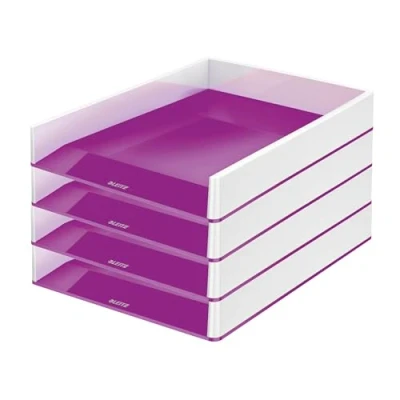 Image of Leitz Wow Duo Colour 53611062 Letter Tray Set of 4 Purple