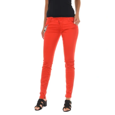 Image of Met Womens Long trousers with narrow cut hems 70DBF0716 R295 woman Red Cotton Size 27 (Waist)