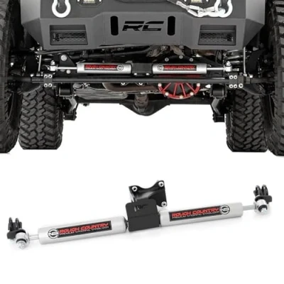 Image of Rough Country N3 Dual Steering Stabilizer for 07 18 Jeep Wrangler JK 8734930