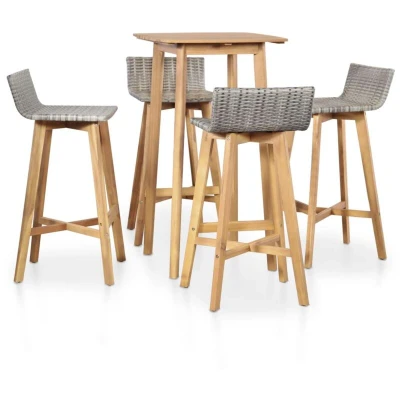 Image of vidaXL 5 Piece Outdoor Dining Set Solid Acacia Wood