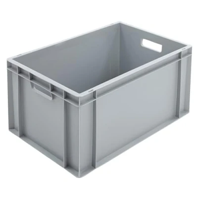Image of BiGDUG Euro Stacking Boxes Heavy Duty Containers Storage Box Stackable Warehouse Crates (x4 Grey 290h x 400w 600d mm)