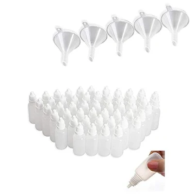 Image of 50 Pack x 15ml Plestic Empty Squeezable Dropper Water Bottles Eye Liquid Dripper (Bottle + Nipple Tip Cap)