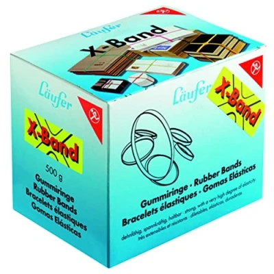 Image of Läufer 59079 Rondella x Band, Elastic Cross Bands, Rubber Bands 150 11 mm, Diameter 100 500 g Box, Assorted Colours