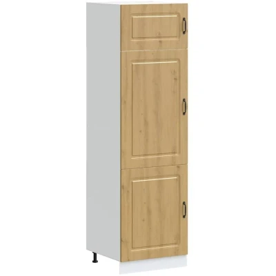 Image of vidaXL kitchen cupboard kalmar artisan oak engineered wood 60x57x207cm cabinet ample storage modern design adjustable feet easy maintenance in rustic brown finish
