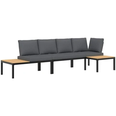 Image of vidaXL 3 Piece Garden Sofa Set with Cushions Black Aluminium