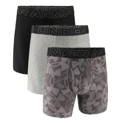 Image of Under Armour Men&#039;s Multi Pack Performance Tech Boxerjock Brief, 6&quot; Inseam, All Day Comfort &amp; Soft Boxer, Steel Logo Print, of 3, 3XL