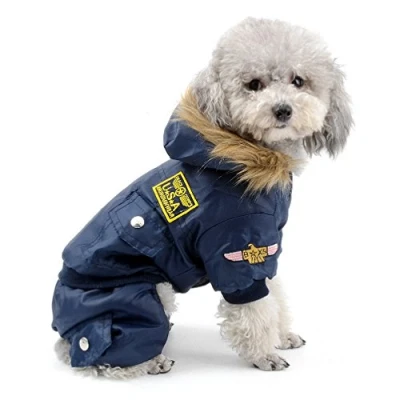 Image of Pegasus SELMAI Waterproof Dog Snowsuit Fleece Lined Puppy Winter Coat Jacket Hooded Jumpsuit Windproof Padded Hoodie for Small Pet Cat Girl Boy Yorkie Chihuahua Clothes Apparel Outfit Blue XL