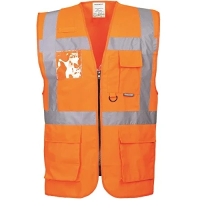 Image of Portwest S476 Lightweight Reflective Berlin Hi Vis Executive Vest Orange, 4X Large