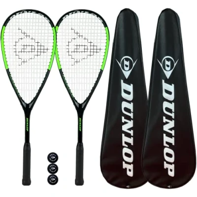 Image of Dunlop Hypermax Ultimate Squash Racket Twin Set, inc Full Protective Covers &amp; 3 Balls