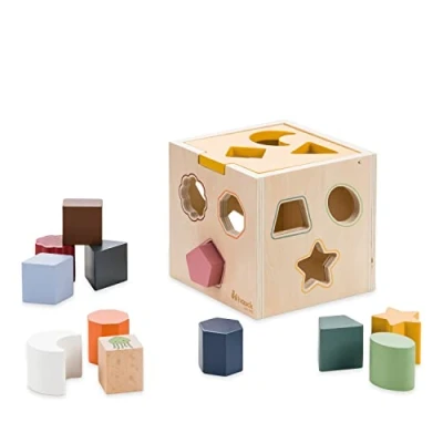 Image of hauck Sort N Tidy Baby Shape Sorter with 12 Blocks 1+ Years, Early Development &amp; Activity Toy Trains Motor Skills Hand Eye Coordination, Toddler Learning Made of FSC® Certified Wood