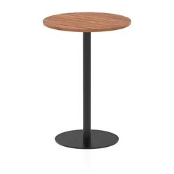 Image of Italia 800mm Poseur Round Table Walnut Top 1145mm High Black Leg