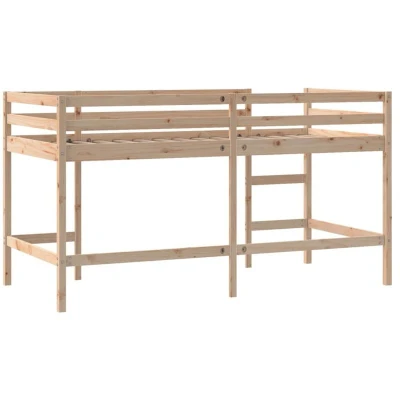 Image of vidaXL Single Bunk Children&#039;s Mid Sleeper Bed with Ladder, Solid Pine Wood, Rustic Look, Elevated Design for Storage and Play, Safety Guardrails Included, Assembly Required