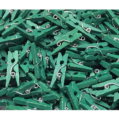 Image of celloexpress Pack of 50 25mm Mini Wooden Craft Pegs Bottle Green