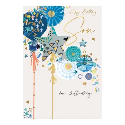 Image of Words &#039;n&#039; Wishes Traditional Son Birthday Card, Card for Son, Multi Coloured, 23.5 x 16.5 cms