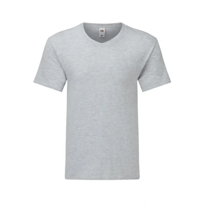 Image of Fruit of the Loom Mens Iconic 150 V Neck T Shirt (Heather Grey) Cotton Size Small